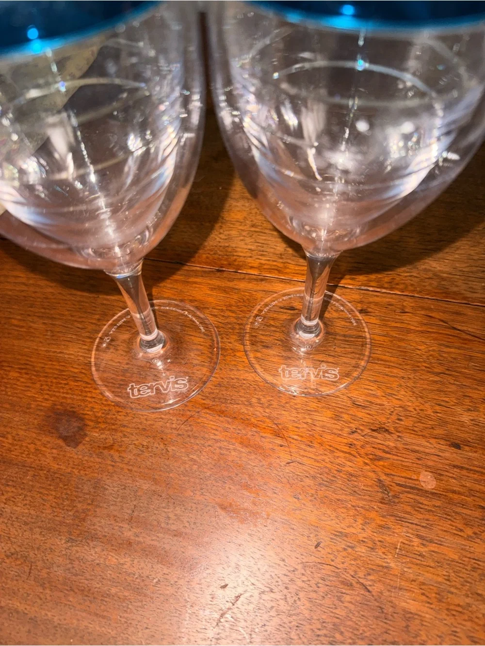 tervis Clear Stemmed Wine Glasses with Navy Blue Rim - Set of 2